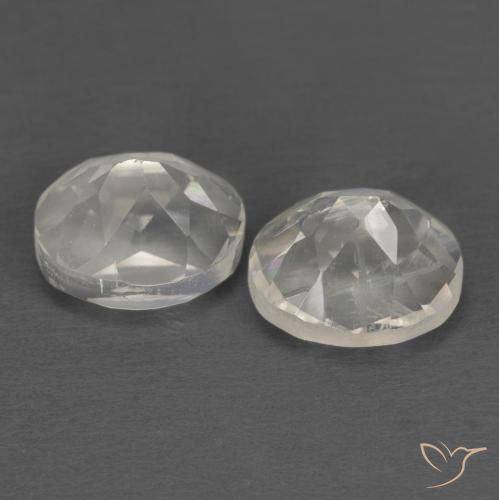 Rainbow Moonstone Gemstones in 7 x 6 mm Size for Sale, Rainbow Moonstone Stones in Bluish White Color