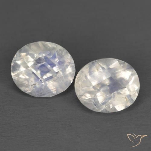 2.29 ct Oval Checkerboard Rainbow Moonstone, 6.9 x 6.1 mm From India, Photo A