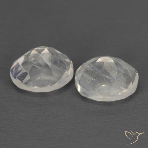 Rainbow Moonstone Gemstones in 6.9 x 6.1 mm Size for Sale, Rainbow Moonstone Stones in Bluish White Color