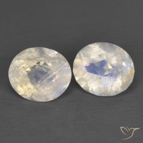 2.25 ct Oval Checkerboard Rainbow Moonstone, 7.1 x 6.1 mm From India, Photo A