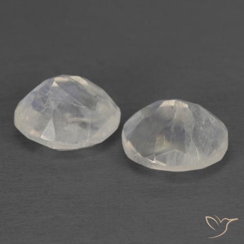 Rainbow Moonstone Gemstones in 7.1 x 6.1 mm Size for Sale, Rainbow Moonstone Stones in Bluish White Color