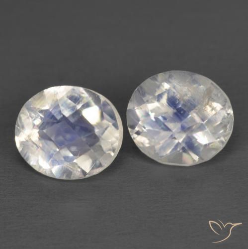 2.36 ct Oval Checkerboard Rainbow Moonstone, 6.9 x 6.1 mm From India, Photo A