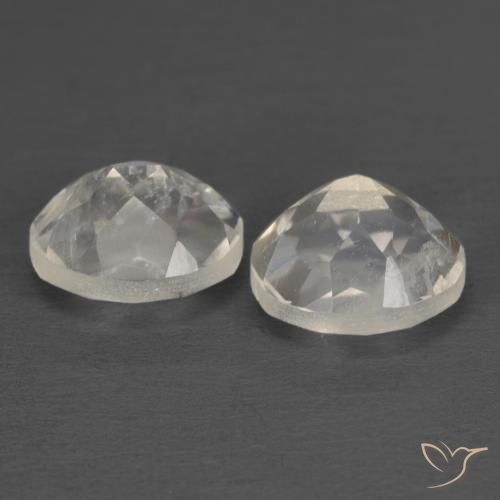 Rainbow Moonstone Gemstones in 6.9 x 6.1 mm Size for Sale, Rainbow Moonstone Stones in Bluish White Color