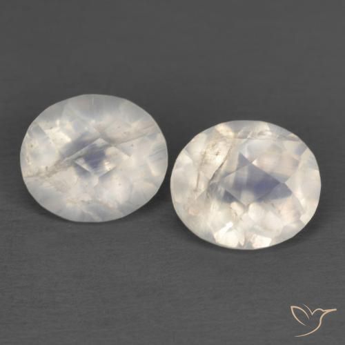 2.3 ct Oval Checkerboard Rainbow Moonstone, 7 x 6 mm From India, Photo A