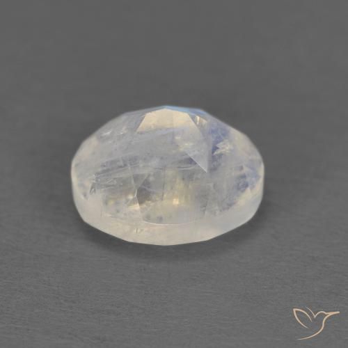 Rainbow Moonstone Gemstone in 6.9 x 5.9 mm Size for Sale, Rainbow Moonstone Stone in Bluish White Color