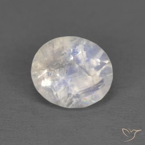 1.21ct Natural Bluish White Rainbow Moonstone, Oval, Transparent
