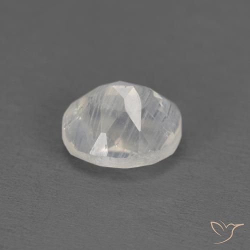 Rainbow Moonstone Gemstone in 6.9 x 6.1 mm Size for Sale, Rainbow Moonstone Stone in Bluish White Color