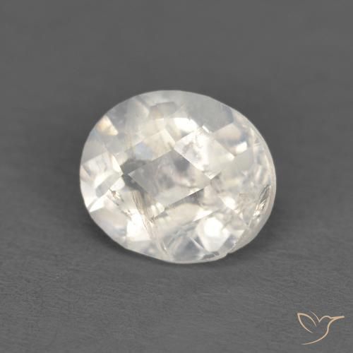 1.09 ct White Rainbow Moonstone Stone, Natural Rainbow Moonstone in Oval Checkerboard Shape for Sale