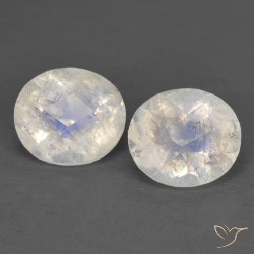 2.4 ct Oval Checkerboard Rainbow Moonstone, 6.9 x 6 mm From India, Photo A