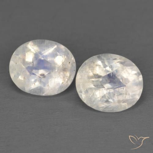 2.19 ct Oval Checkerboard Rainbow Moonstone, 6.9 x 4 mm From India, Photo A