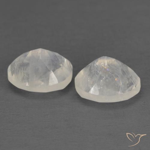 Rainbow Moonstone Gemstones in 7 x 6 mm Size for Sale, Rainbow Moonstone Stones in Bluish White Color