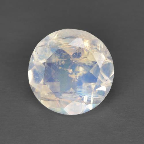 Piedra de Luna Arco Iris Blanco Faceta Redonda de 8,1mm de India, peso de 1.64ct, piedra preciosa No tratado de forma natural en claridad Transparente, Piedra de Luna Arco Iris de 1 pieza: el color es Blanco azulado, dureza Mohs de 6 - 6.5, Photo A