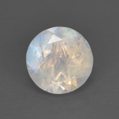Pietra di luna arcobaleno bianco taglio rotondo da 1,25 ct dall'India, dimensione 7mm, pietra preziosa naturale non trattati , purezza Translucent, Pietra di luna arcobaleno Sfaccettatura rotonda da 1 pz, durezza Mohs di 6 - 6,5, Photo A
