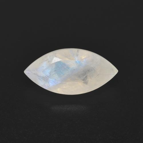 Piedra de Luna Arco Iris Blanco Forma marquesa de 12 x 5,8mm de India, peso de 1.85 ct, piedra preciosa natural No tratado en claridad Translúcido, Piedra de Luna Arco Iris de 1 pieza - Color: Blanco azulado, dureza Mohs de 6 - 6.5, Photo A