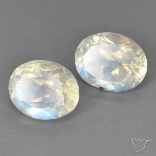 3.92 ctw White Rainbow Moonstone Stones, Natural Rainbow Moonstone in Oval Facet Shape for Sale