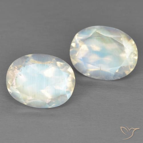 4.18 ctw White Rainbow Moonstone Stones, Natural Rainbow Moonstone in Oval Facet Shape for Sale