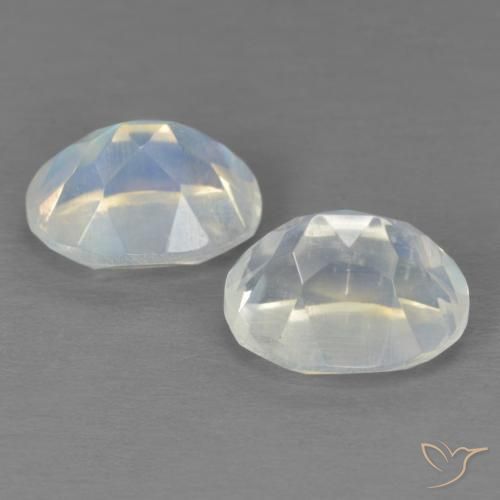 Rainbow Moonstone Gemstones in 9 x 7 mm (calibrated) Size for Sale, Rainbow Moonstone Stones in Bluish White Color