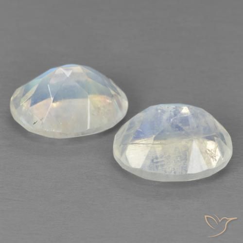 Rainbow Moonstone Gemstones in 9 x 7 mm (calibrated) Size for Sale, Rainbow Moonstone Stones in Bluish White Color