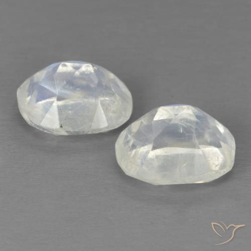 Rainbow Moonstone Gemstones in 9 x 7 mm (calibrated) Size for Sale, Rainbow Moonstone Stones in Bluish White Color