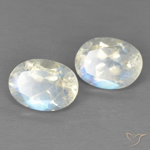 2.87 ctw White Rainbow Moonstone Stones, Natural Rainbow Moonstone in Oval Facet Shape for Sale