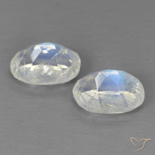 Rainbow Moonstone Gemstones in 8 x 6 mm (calibrated) Size for Sale, Rainbow Moonstone Stones in Bluish White Color