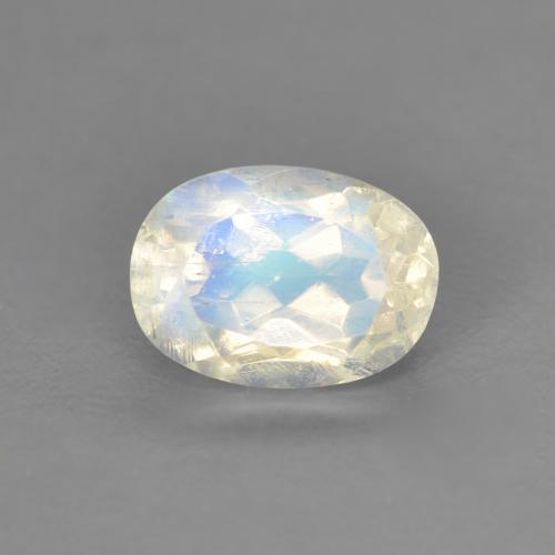 Pierre de Lune Arc en Ciel Blanc oval facet des Etats-Unis, 7,1 x 5,1mm, poids de 0,96 ct, pierre gemme naturelle Non traité de pureté Transparent, 1 pièce Pierre de Lune Arc en Ciel, couleur Blanc bleuâtre, dureté Mohs de 6 à 6.5, Photo A