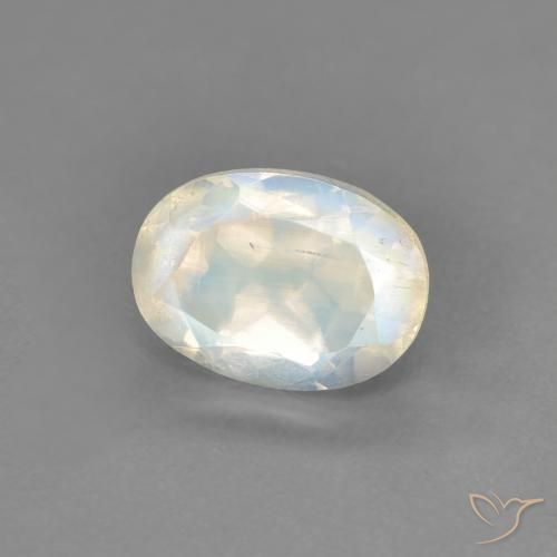 0.94 ct White Rainbow Moonstone Stone, Natural Rainbow Moonstone in Oval Facet Shape for Sale