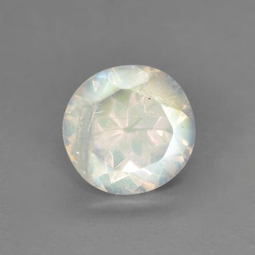 1.35ct Round Facet White Rainbow Moonstone from United States, Dimension 6.9mm, Transparent Clarity, Natural untreated gemstone, 1pc Rainbow Moonstone in Bluish White Color, Mohs Hardness of 6 - 6.5, Photo A