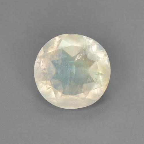 1.09ct Round Facet White Rainbow Moonstone from United States, Dimension 7mm, Natural untreated Gemstone, Transparent Clarity, 1 piece Rainbow Moonstone in Bluish White Color, Mohs Hardness of 6 - 6.5, Photo A