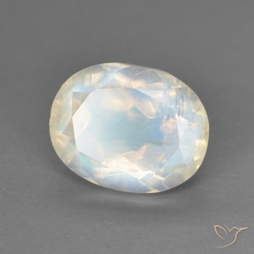 2.81 ct White Rainbow Moonstone Stone, Natural Rainbow Moonstone in Oval Facet Shape for Sale