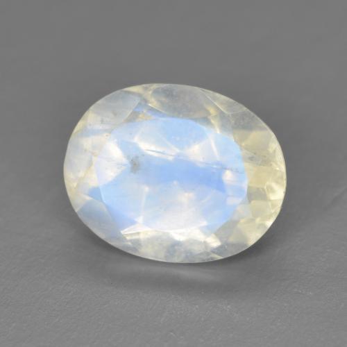 Pierre de Lune Arc en Ciel Blanc oval facet des Etats-Unis, 10,2 x 8mm, poids de 2,74 ct, pierre gemme naturelle Non traité de pureté Transparent, 1 pièce Pierre de Lune Arc en Ciel, couleur Blanc bleuâtre, dureté Mohs de 6 à 6.5, Photo A