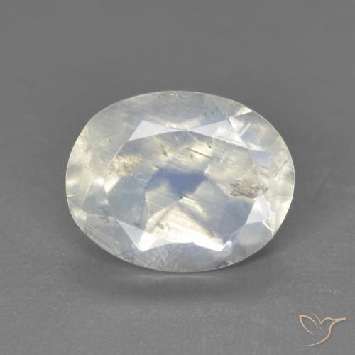2.71 ct White Rainbow Moonstone Stone, Natural Rainbow Moonstone in Oval Facet Shape for Sale
