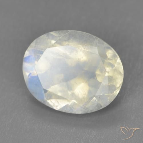 3.32 ct White Rainbow Moonstone Stone, Natural Rainbow Moonstone in Oval Facet Shape for Sale