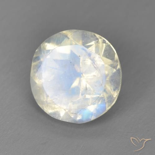 2.49 ct White Rainbow Moonstone Stone, Natural Rainbow Moonstone in Round Facet Shape for Sale