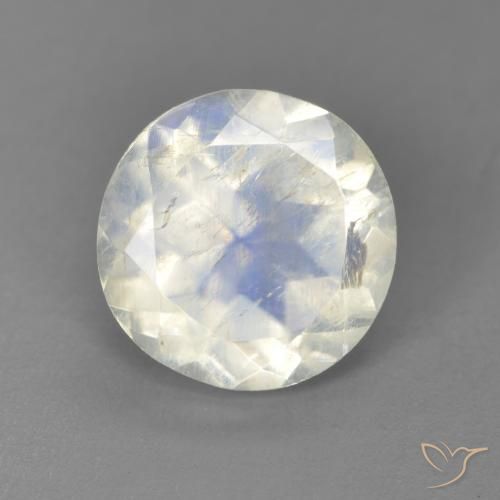 2.55 ct White Rainbow Moonstone Stone, Natural Rainbow Moonstone in Round Facet Shape for Sale