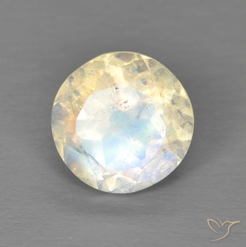 1.86ct Natural Bluish White Rainbow Moonstone, Round, Transparent