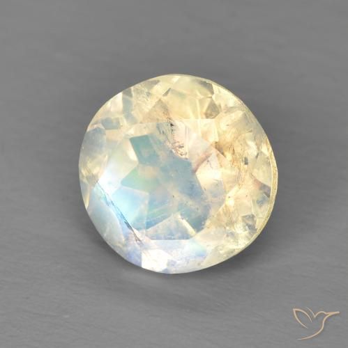 1.86 ct White Rainbow Moonstone Stone, Natural Rainbow Moonstone in Round Facet Shape for Sale