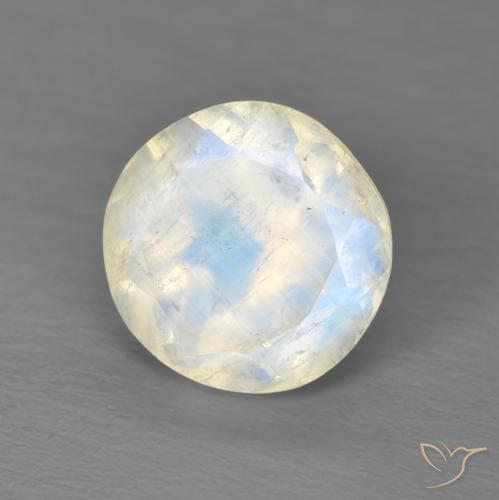 2.03 ct White Rainbow Moonstone Stone, Natural Rainbow Moonstone in Round Facet Shape for Sale