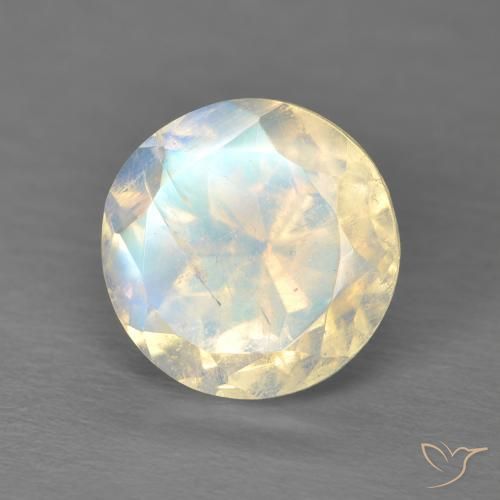 2.98 ct White Rainbow Moonstone Stone, Natural Rainbow Moonstone in Round Facet Shape for Sale