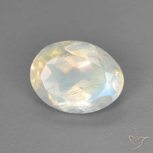 1.74ct Natural Bluish White Rainbow Moonstone, Oval, Transparent