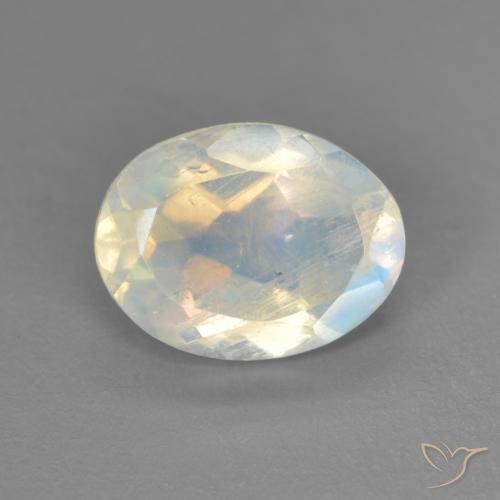 1.74 ct White Rainbow Moonstone Stone, Natural Rainbow Moonstone in Oval Facet Shape for Sale