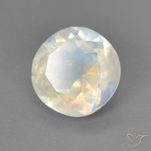 1.71 ct White Rainbow Moonstone Stone, Natural Rainbow Moonstone in Round Facet Shape for Sale