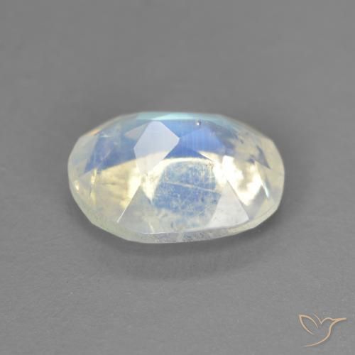 Rainbow Moonstone Gemstone in 9 x 7 mm (calibrated) Size for Sale, Rainbow Moonstone Stone in Bluish White Color