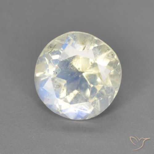 1.39ct Natural Bluish White Rainbow Moonstone, Round, Transparent