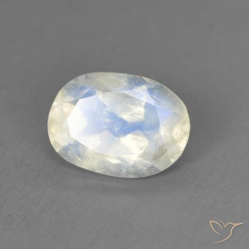 1.22ct Natural Bluish White Rainbow Moonstone, Oval, Transparent