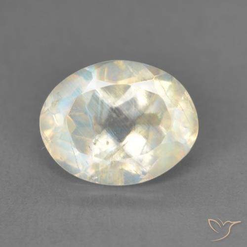 1.91ct Natural Bluish White Rainbow Moonstone, Oval, Transparent