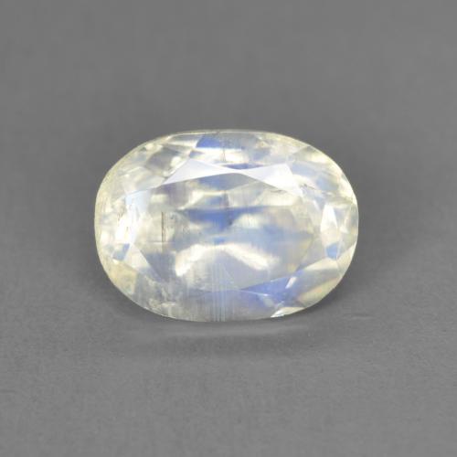 1,49 ct ovaler weißer Regenbogen-Mondstein aus den USA, Größe 8 x 5,8mm, Garantiert natürlicher Edelstein, Transparent Reinheit, 1 Stück Regenbogen-Mondstein in Bläulich-weiß Farbe, Mohs-Härte von 6 - 6,5, Photo A
