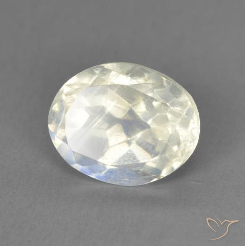1.90 ct White Rainbow Moonstone Stone, Natural Rainbow Moonstone in Oval Facet Shape for Sale