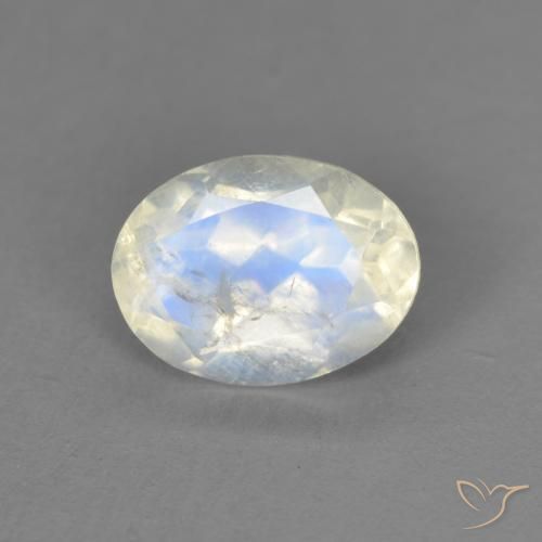 1.30ct Natural Bluish White Rainbow Moonstone, Oval, Transparent