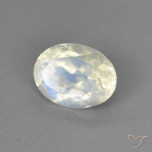 1.30 ct White Rainbow Moonstone Stone, Natural Rainbow Moonstone in Oval Facet Shape for Sale